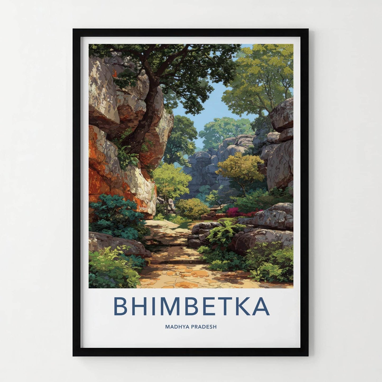 Bhimbetka Poster - India Travel Art - Madhya Pradesh Ancient Forest Path Home Decor