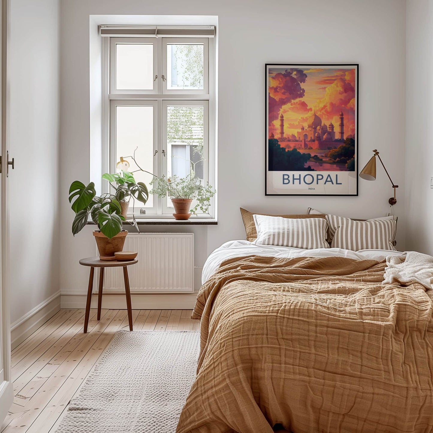 Bhopal Poster - India Travel Art - Madhya Pradesh Golden Sunset Palace Home Decor