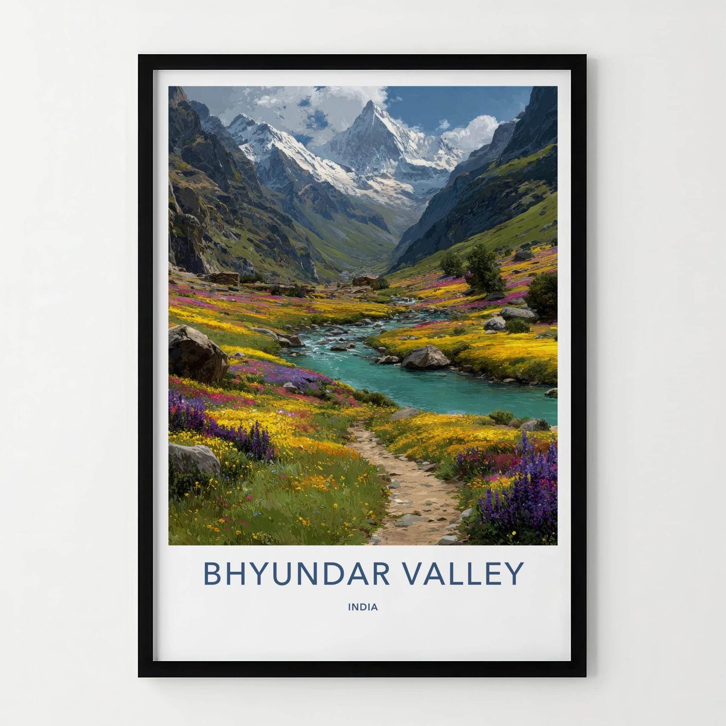 Bhuyndar Valley Poster - India Wall Art - Uttarakhand Vibrant Mountain Bloom Home Decor