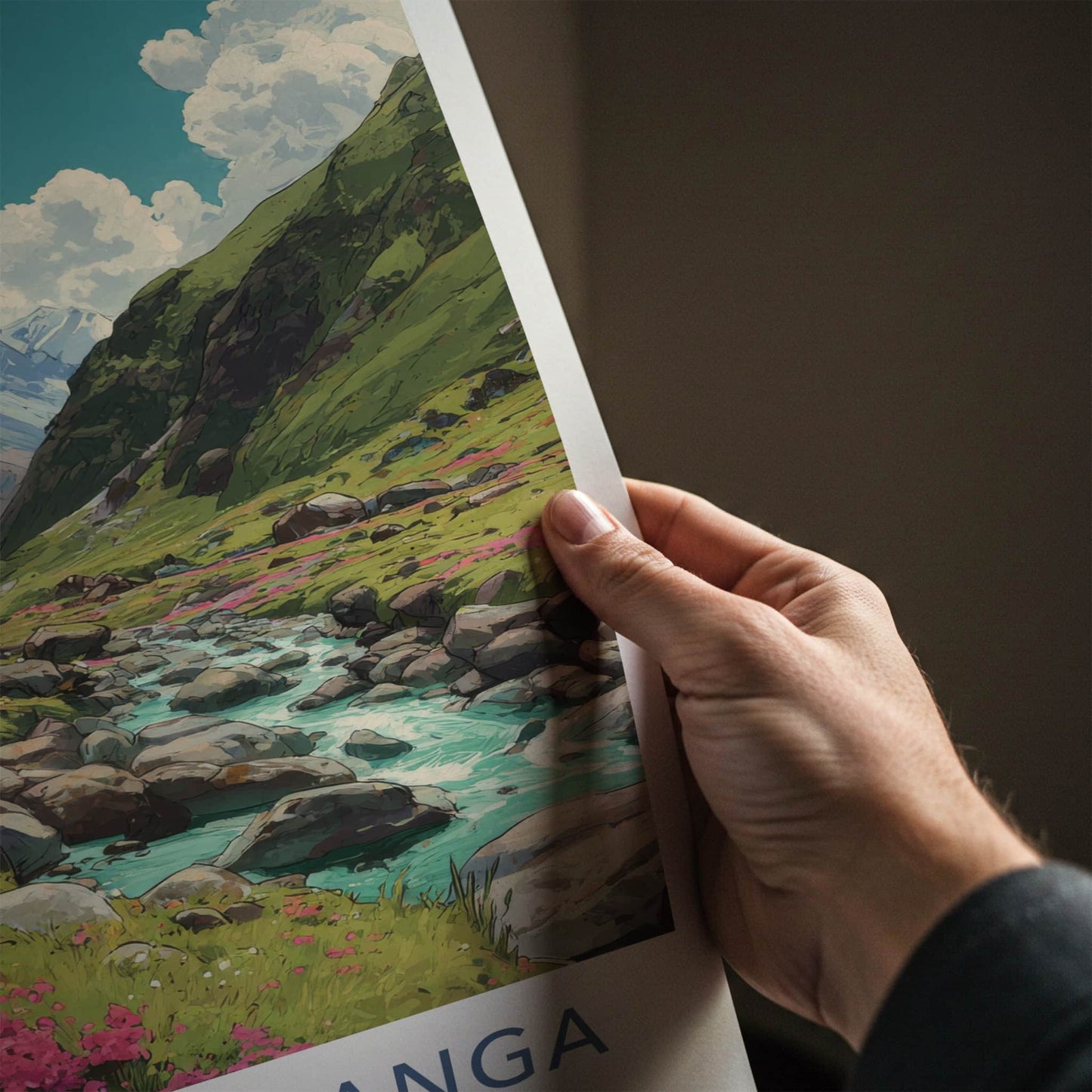 Bhyundar Ganga Poster - India Travel Print - Uttarakhand River Valley Home Art
