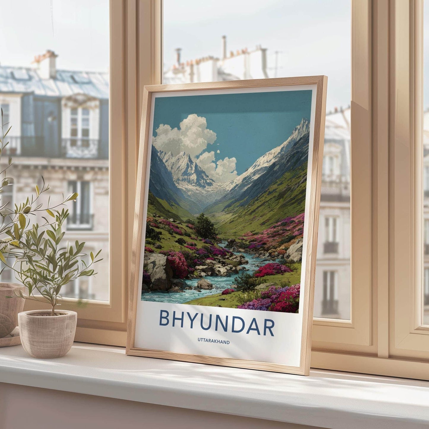 Bhyundar Poster - India Travel Art - Uttarakhand Valley Flowers Home Decor