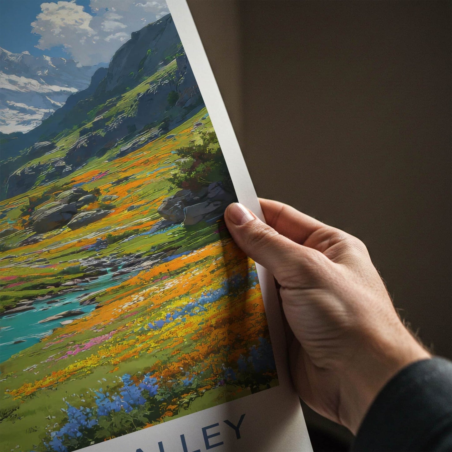 Bhyundar Valley Poster - India Uttarakhand Flowing Waters Home Decor