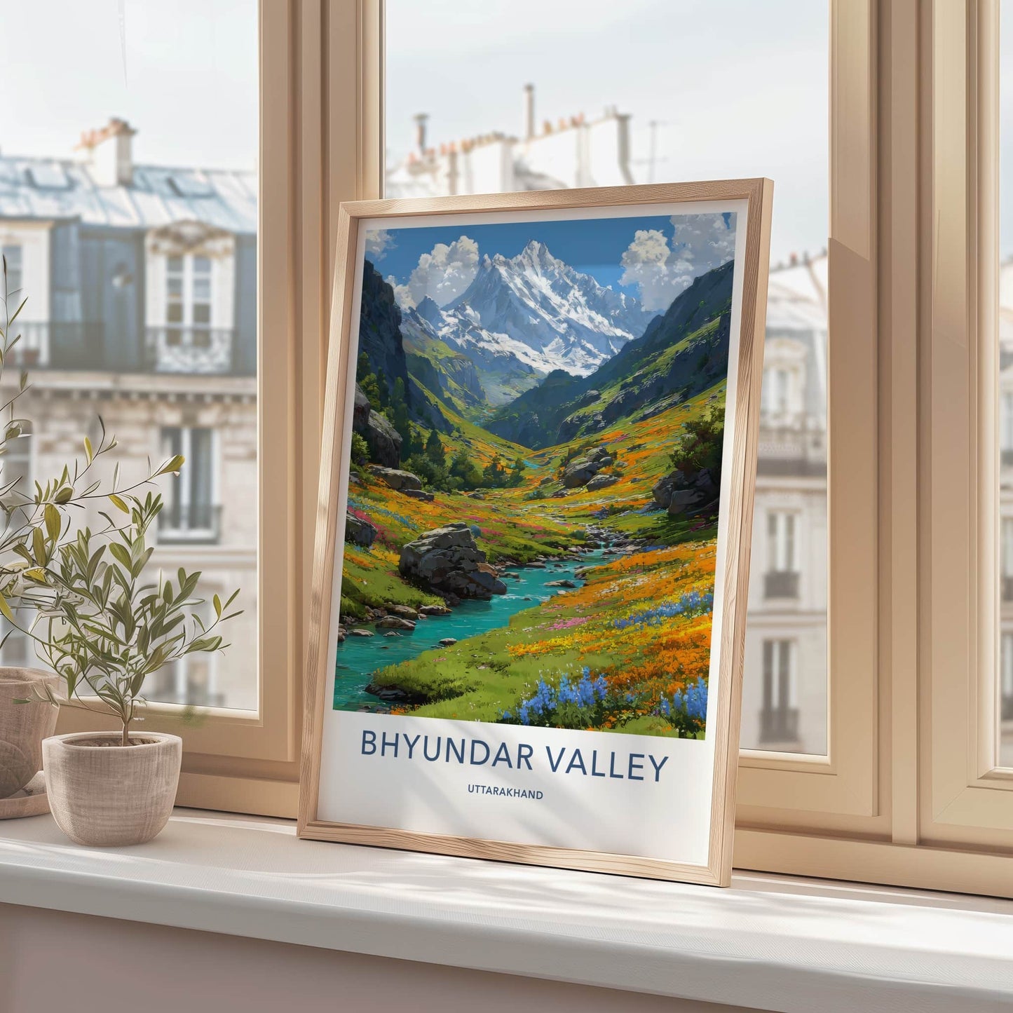 Bhyundar Valley Poster - India Uttarakhand Flowing Waters Home Decor