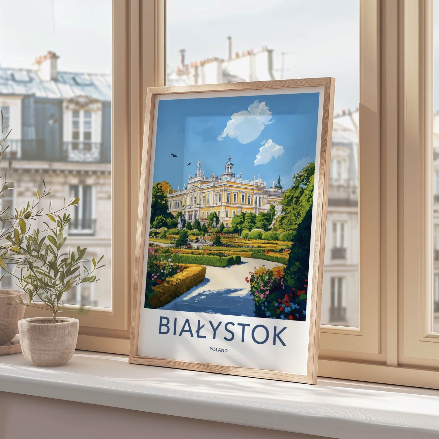 Bialystok Poster - Poland Travel Art - Grand Palace Gardens Home Decor