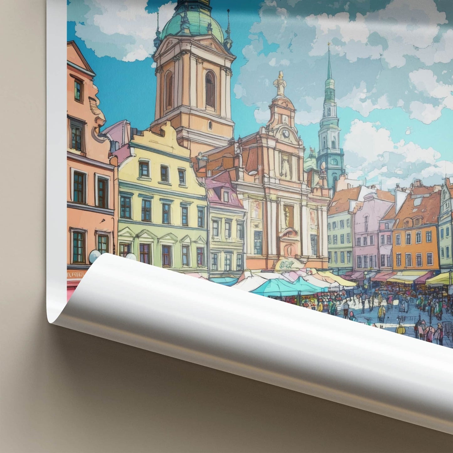 Bialystok Poster - Poland Travel Art - Vibrant Market Square Home Decor