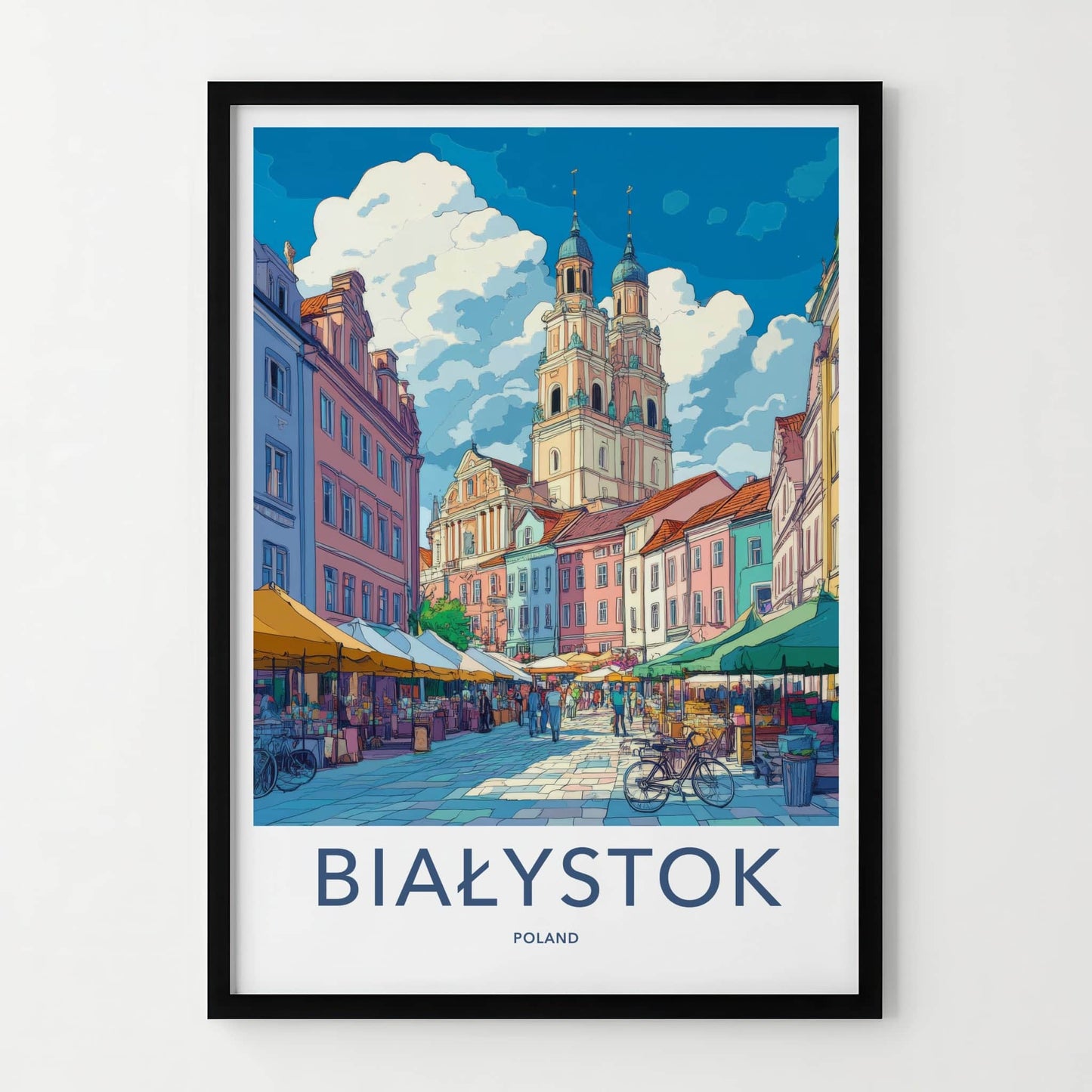 Bialystok Poster - Poland Travel Art - Vibrant Street Market Home Decor