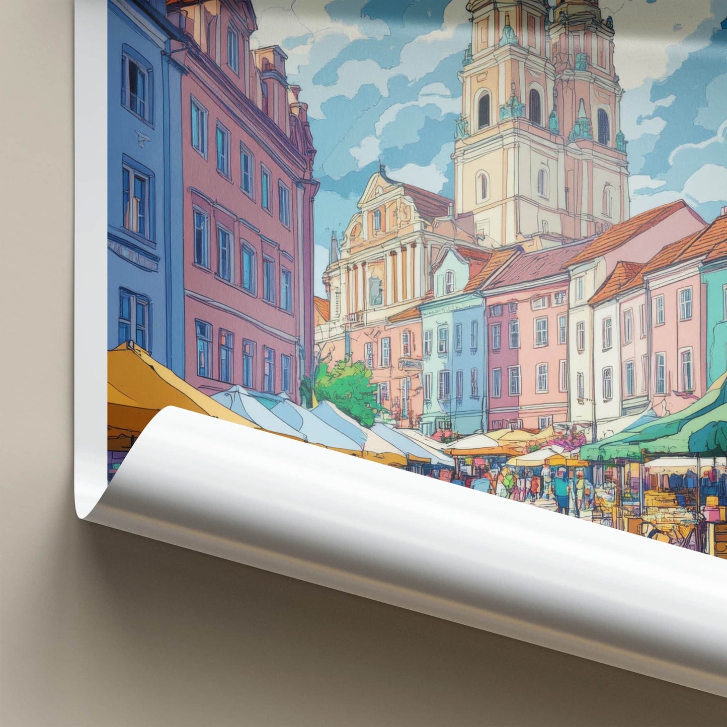Bialystok Poster - Poland Travel Art - Vibrant Street Market Home Decor