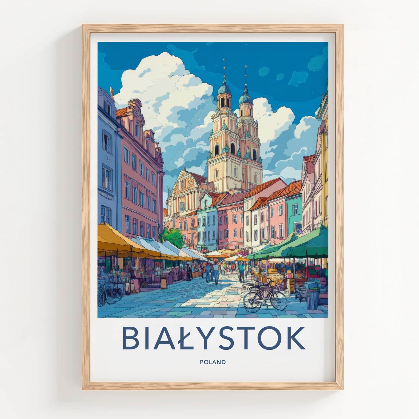 Bialystok Poster - Poland Travel Art - Vibrant Street Market Home Decor