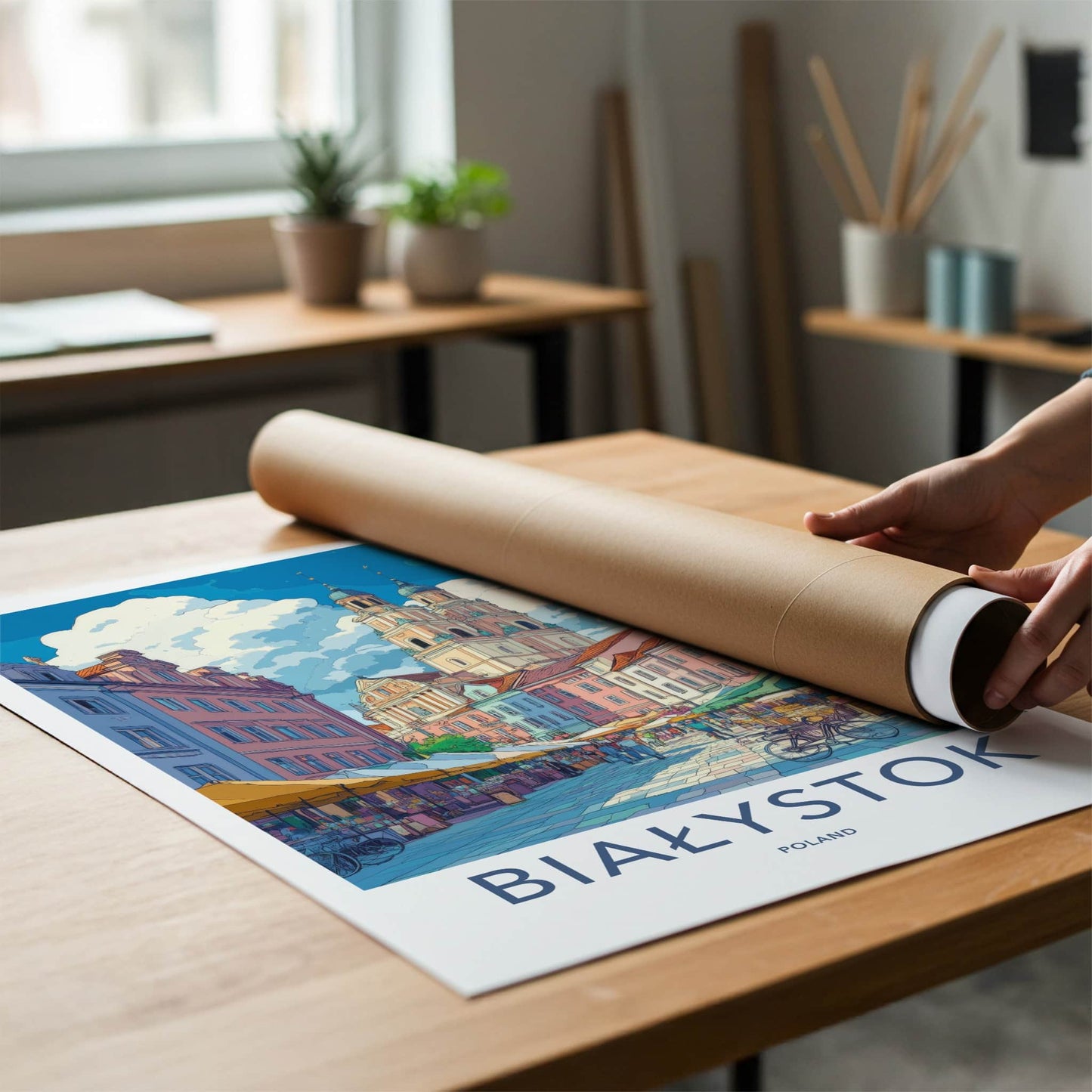 Bialystok Poster - Poland Travel Art - Vibrant Street Market Home Decor