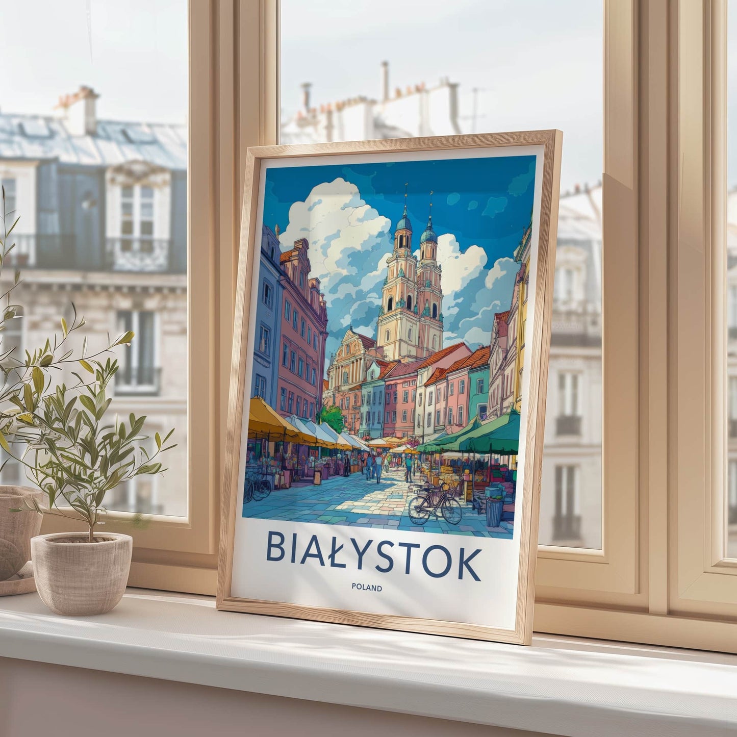 Bialystok Poster - Poland Travel Art - Vibrant Street Market Home Decor