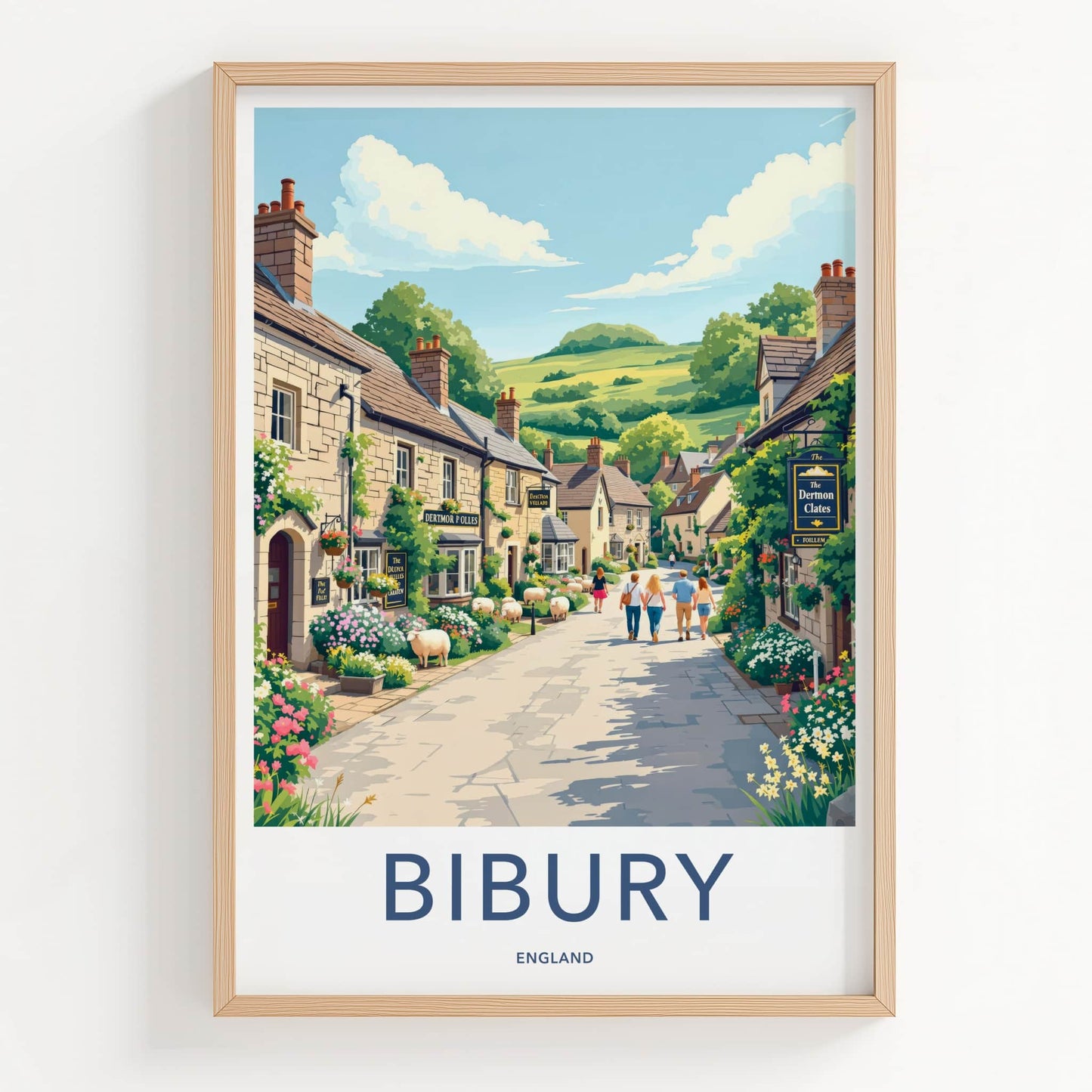 Bibury Poster - England Travel Art - Charming Village Street Home Decor