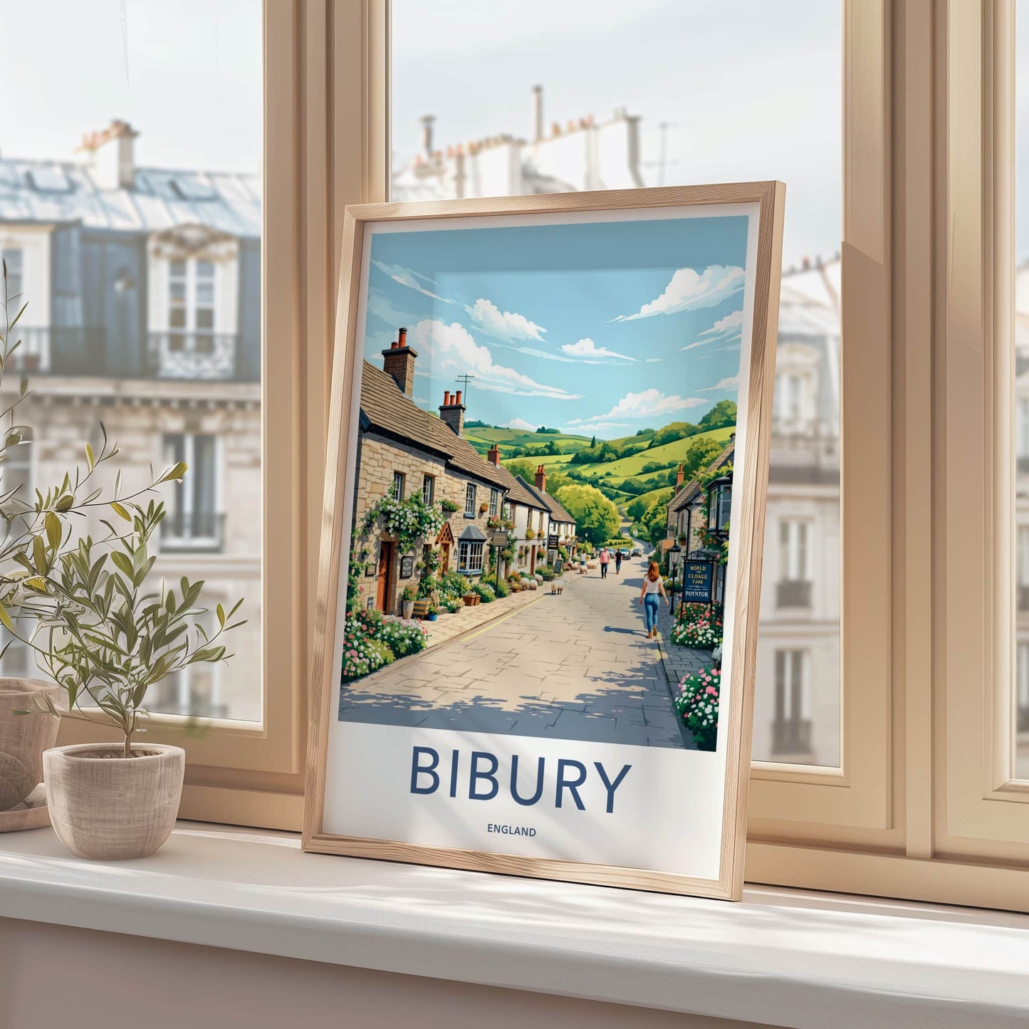 Bibury Poster - England Travel Art - Charming Village Street Home Decor