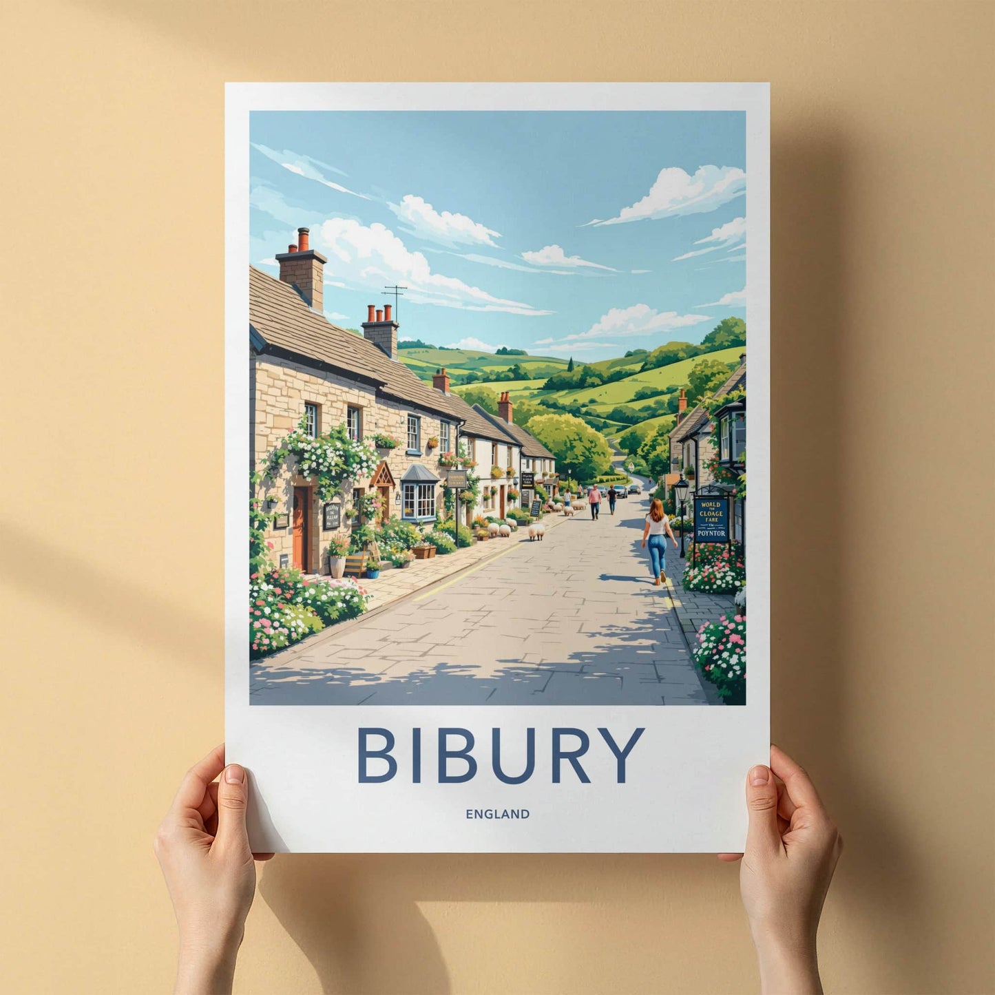 Bibury Poster - England Travel Art - Charming Village Street Home Decor