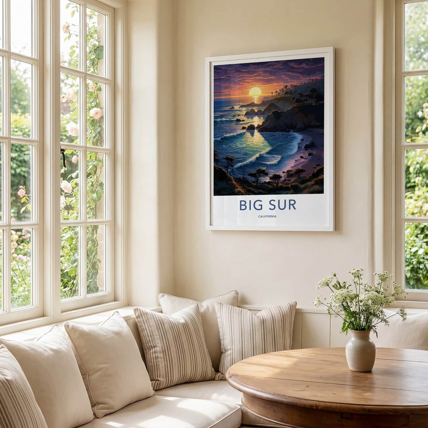 Big Sur Poster - California Travel Art - Coastal Sunset Waves Wall Decor