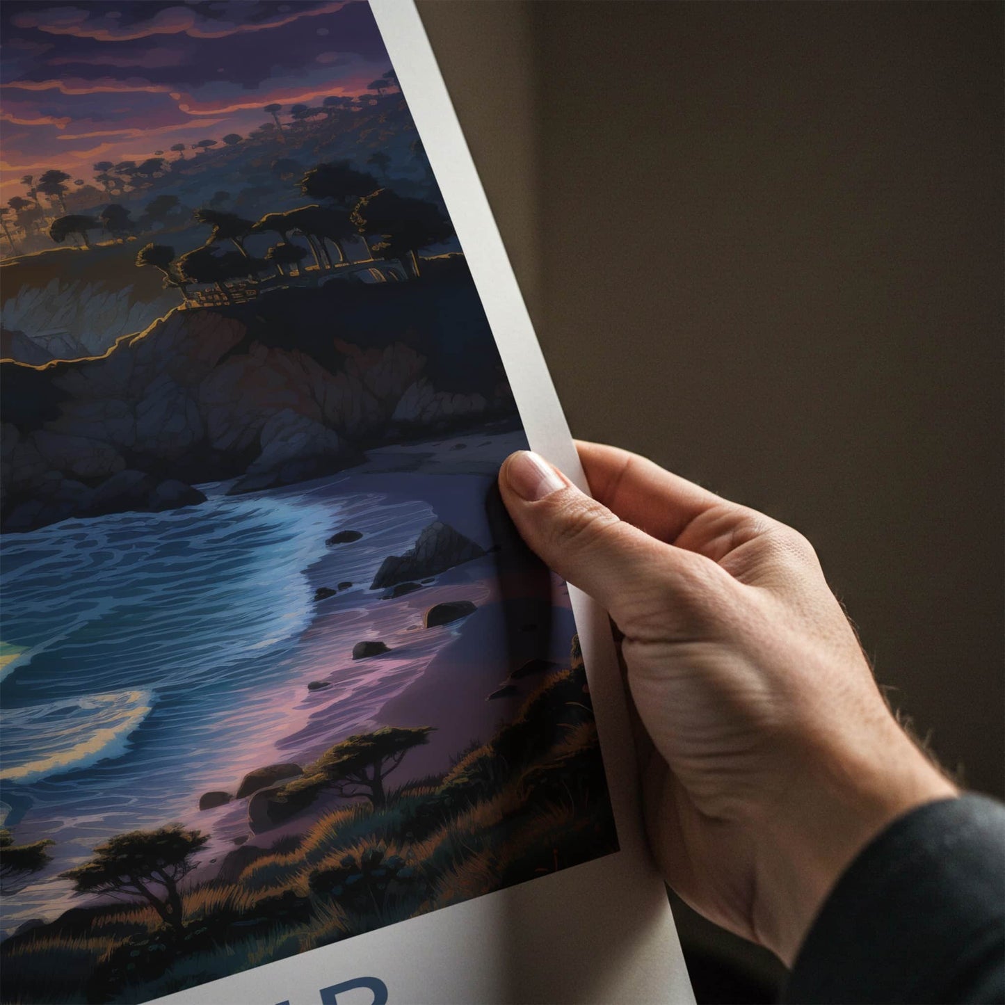 Big Sur Poster - California Travel Art - Coastal Sunset Waves Wall Decor
