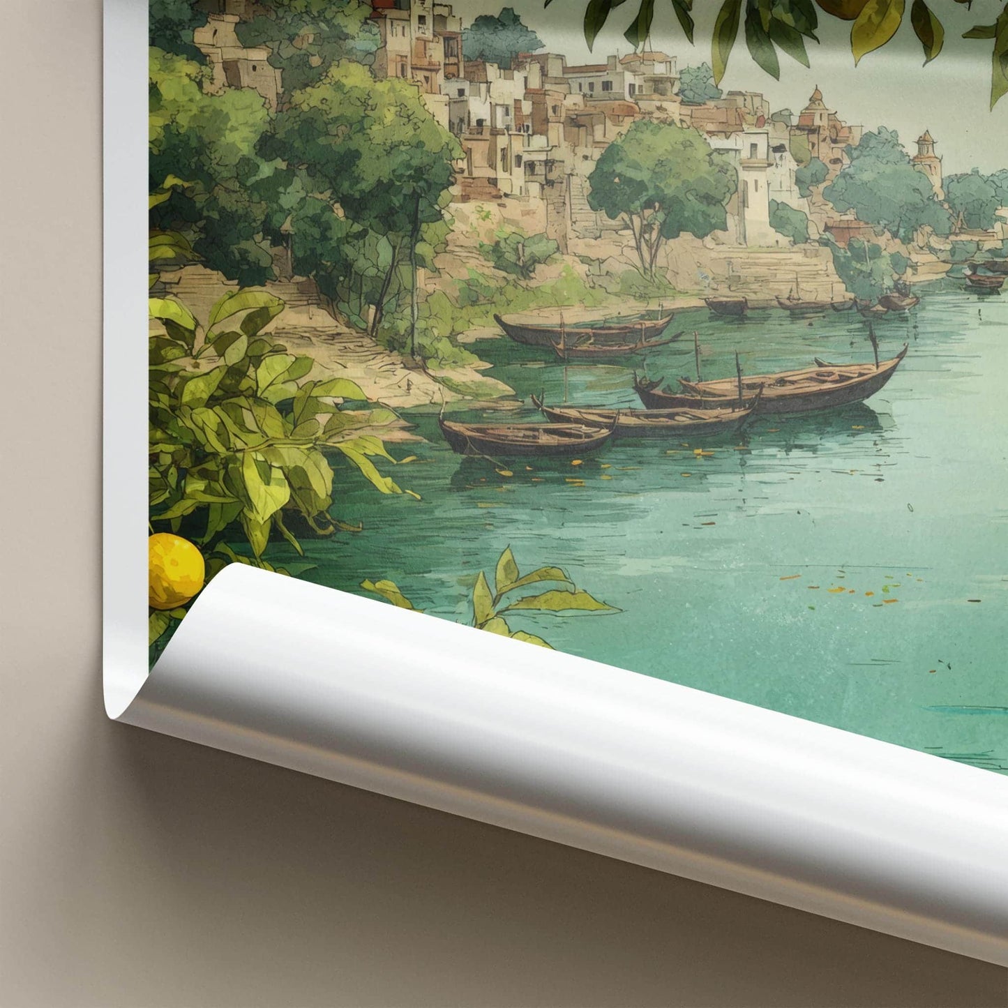 Bihar Poster - India Scenic Art - Bihar Citadel Riverboats Lounge Decor