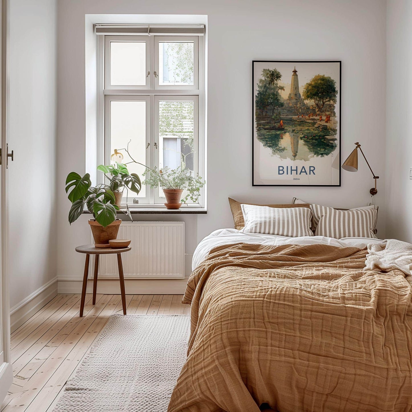 Bihar Poster - India Travel Art - Bihar Temple Lily Pond Wall Decor