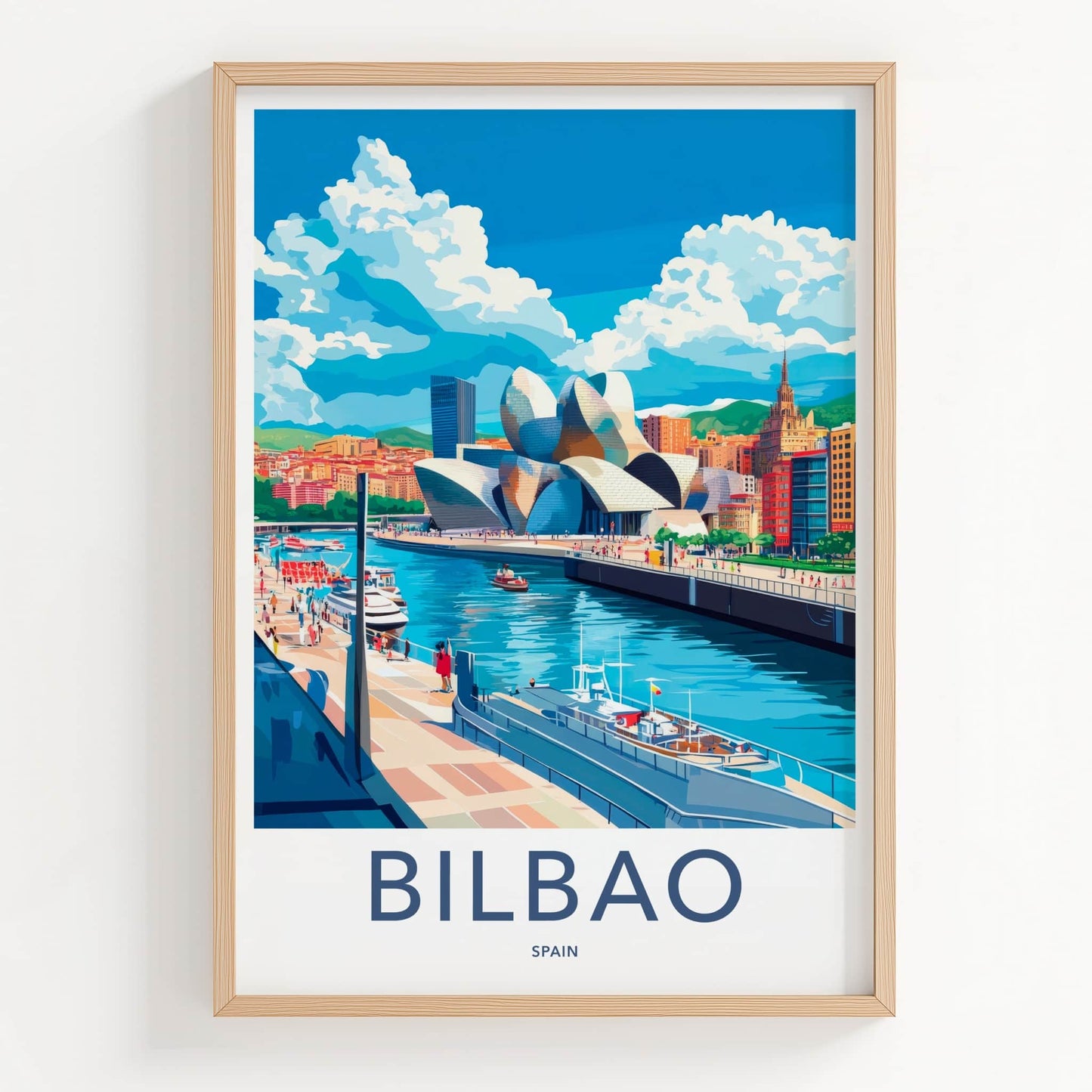 Bilbao Poster - Spain Travel Art - Guggenheim Riverfront Museum Home Decor