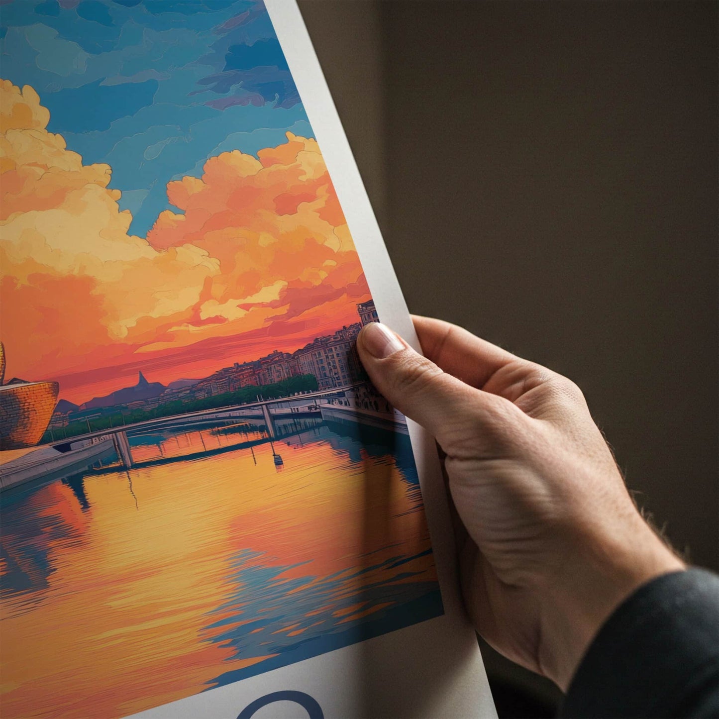 Bilbao Poster - Spain Travel Art - Guggenheim Vibrant Sunset Home Decor