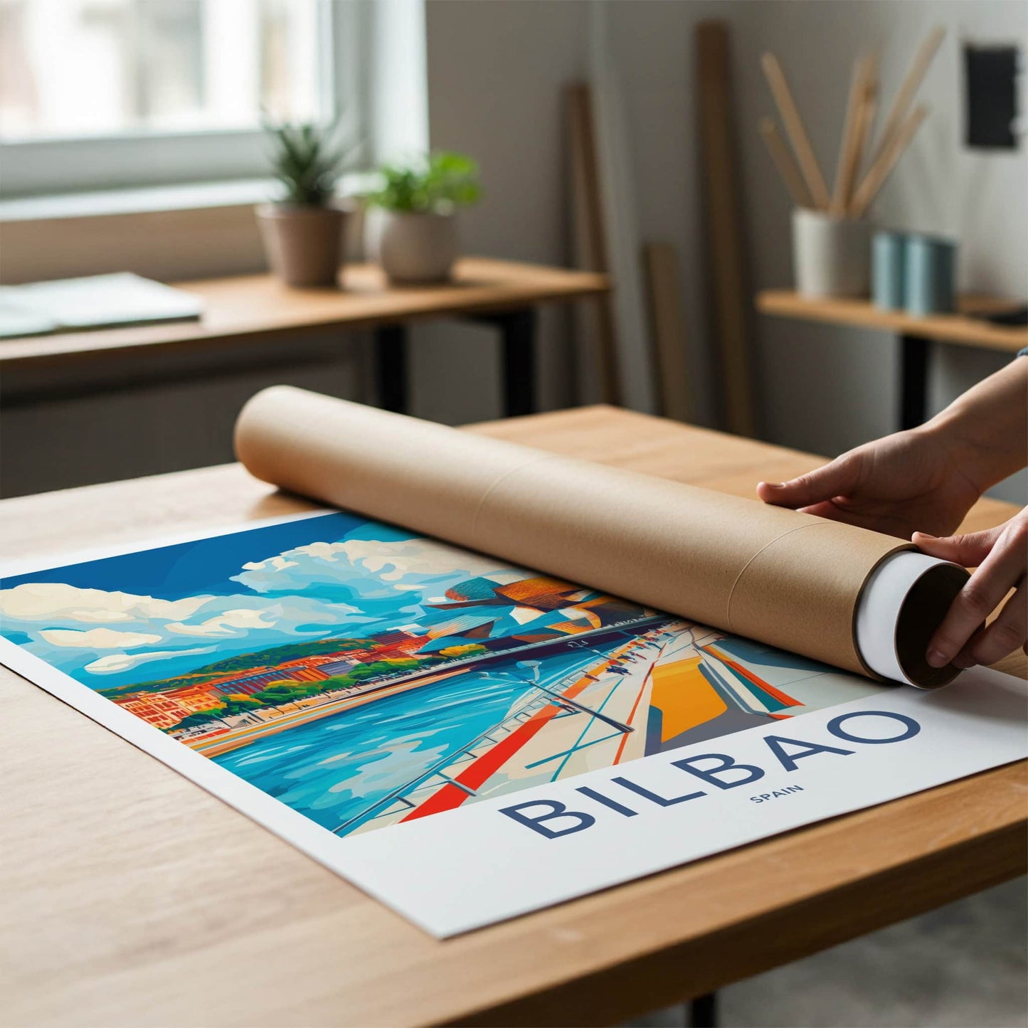 Bilbao Poster - Spain Wall Art - Modern Architecture Riverside Home Decor
