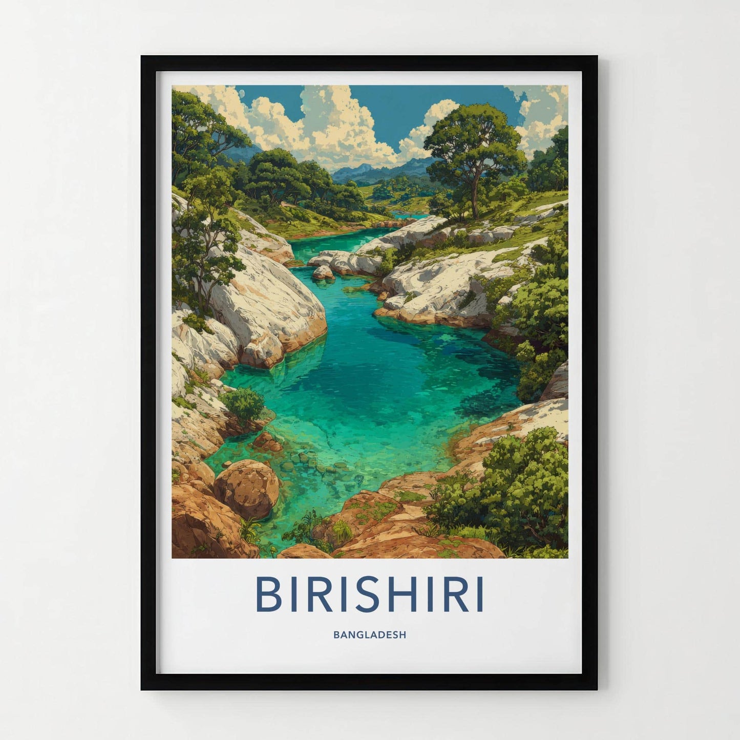 Birishiri Poster - Bangladesh Travel Art - Clear river canyon Wall Decor