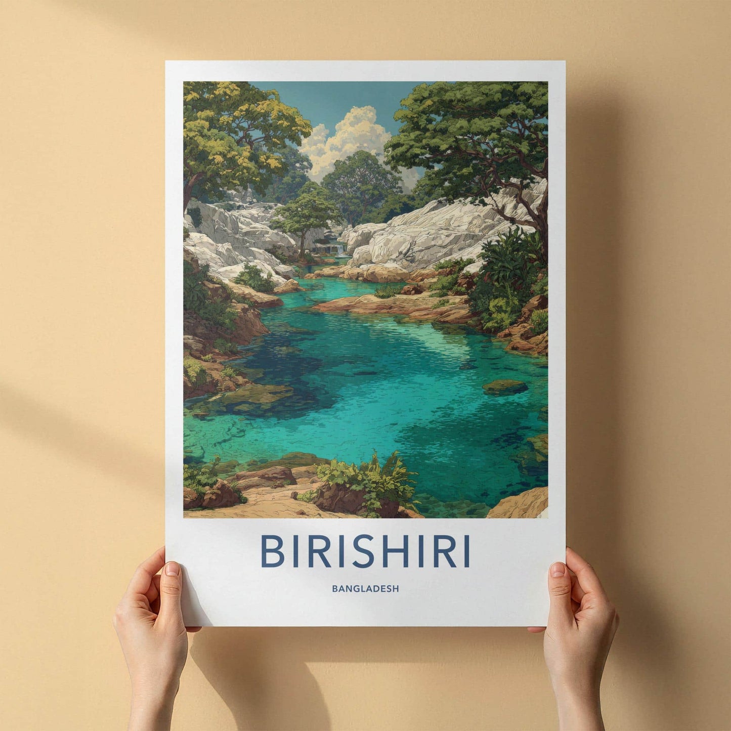 Birishiri Poster - Bangladesh Travel Art - Turquoise River Wall Decor