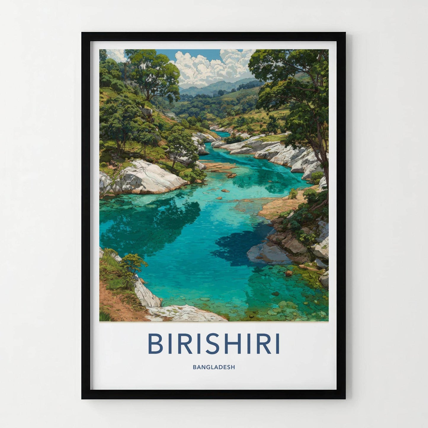 Birishiri Poster - Bangladesh Travel Art - Turquoise River Wall Decor