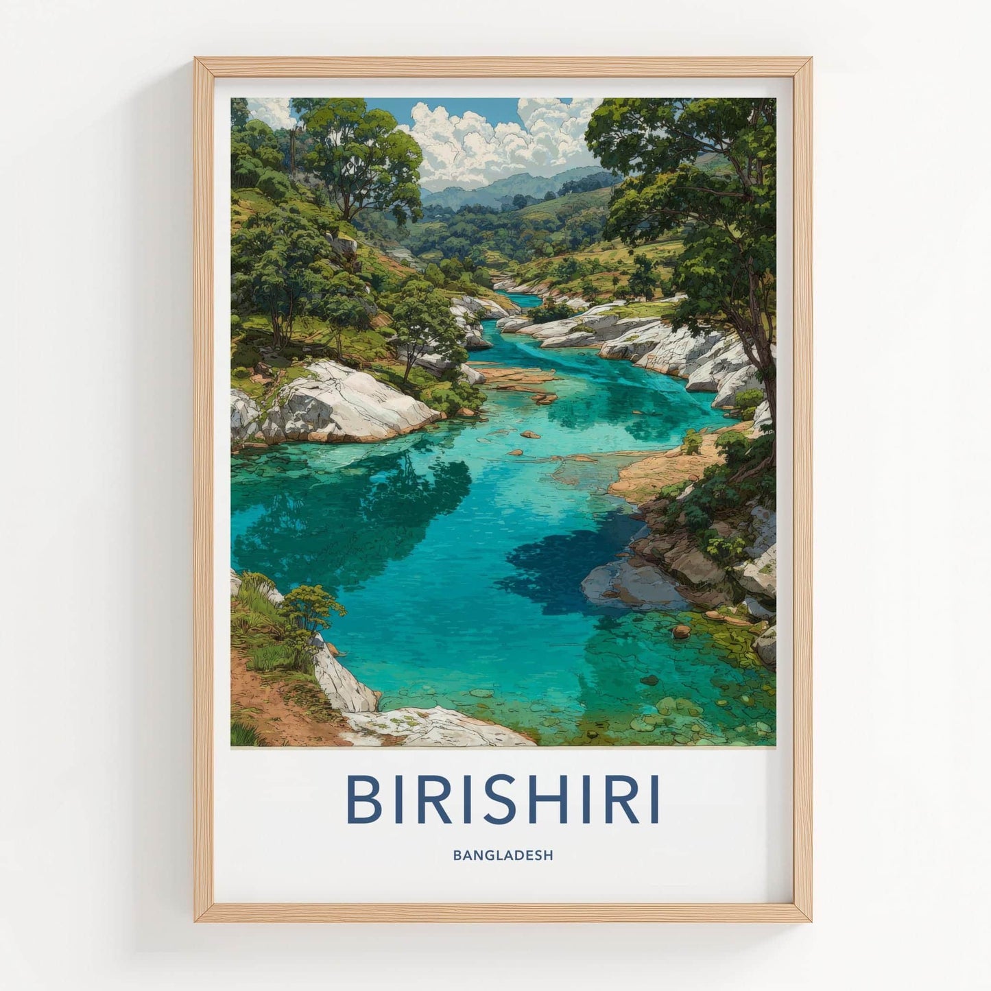 Birishiri Poster - Bangladesh Travel Art - Turquoise River Wall Decor