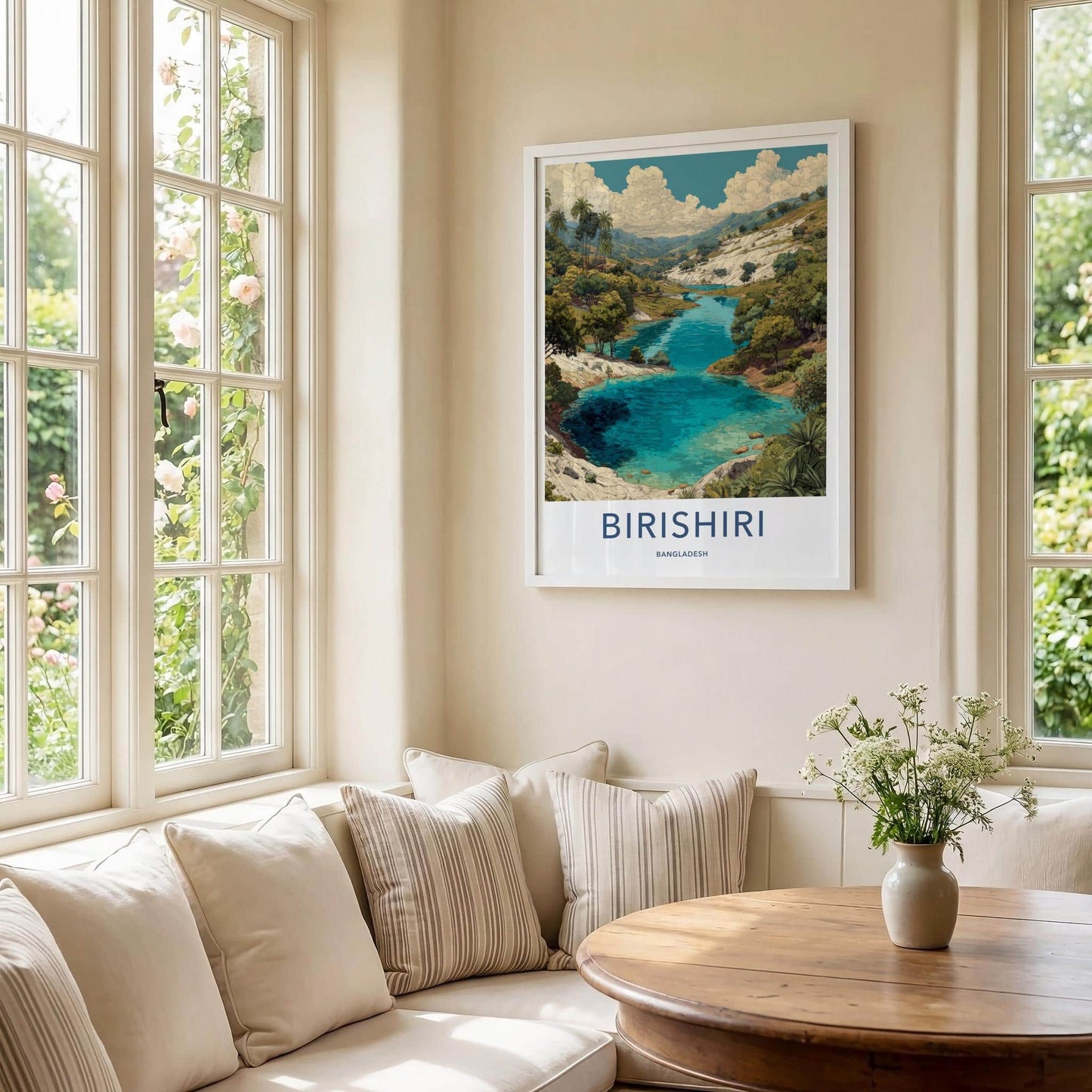 Birishiri Poster - Bangladesh Travel Art - Turquoise Water Valley Wall Decor