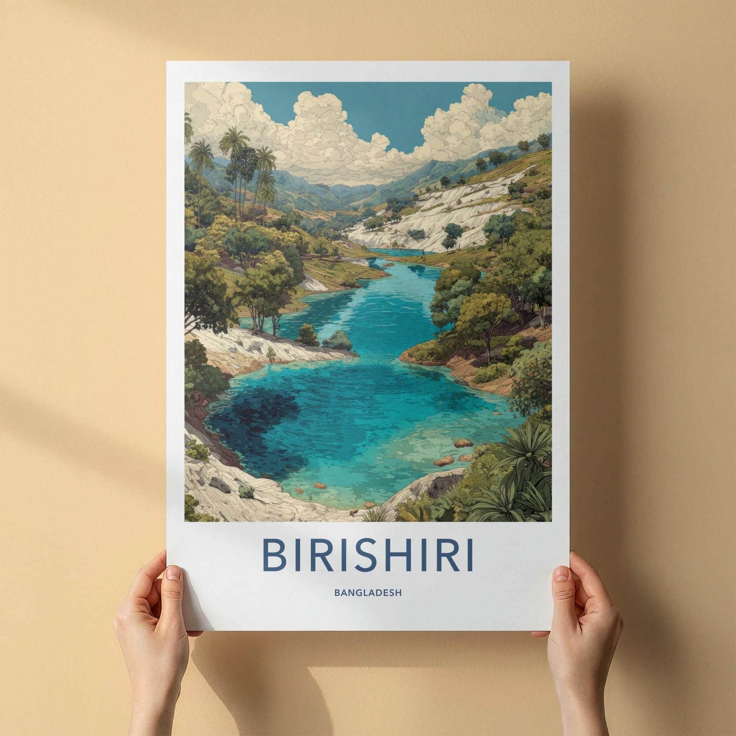 Birishiri Poster - Bangladesh Travel Art - Turquoise Water Valley Wall Decor