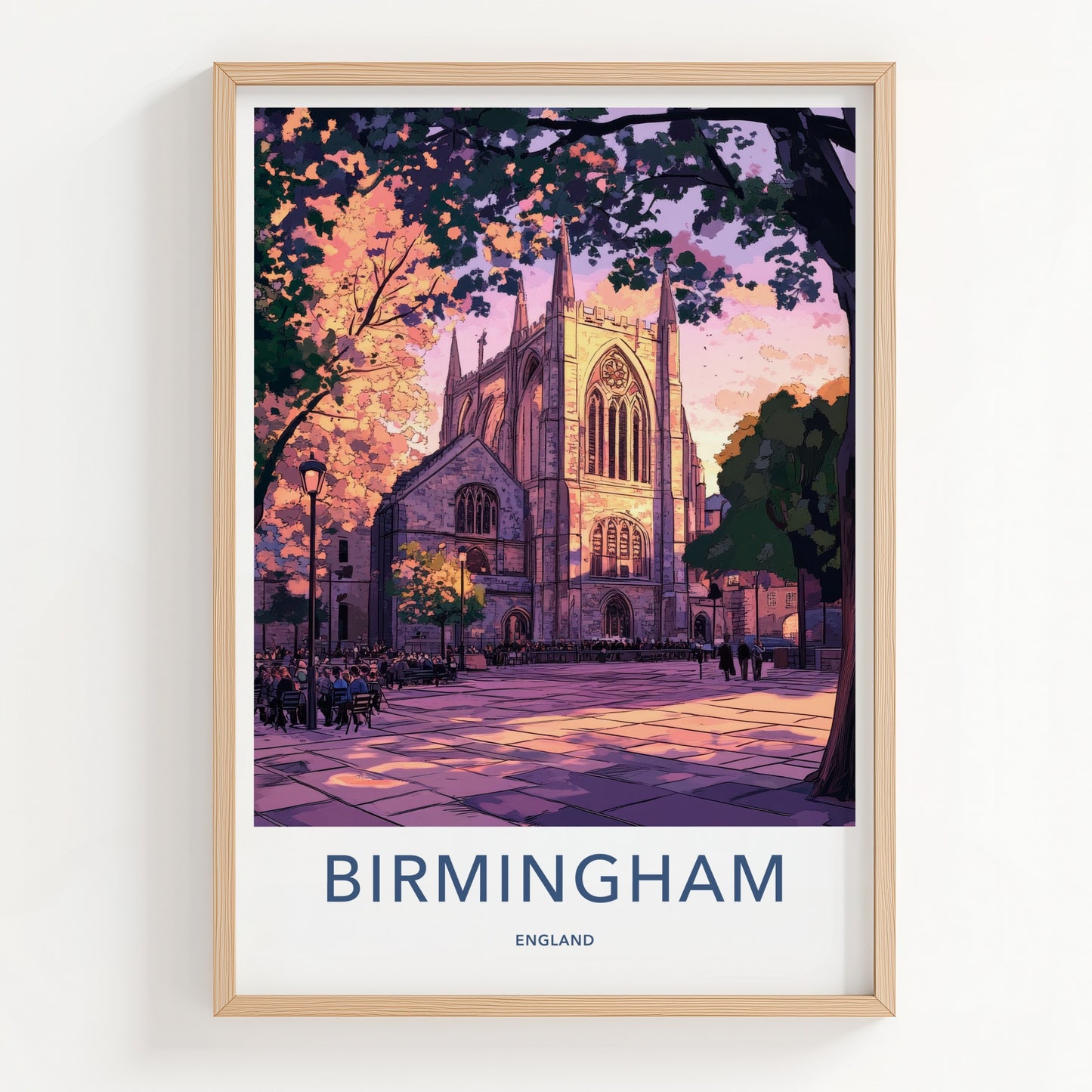 Birmingham Poster - England Travel Art - Gothic Church Square Home Decor