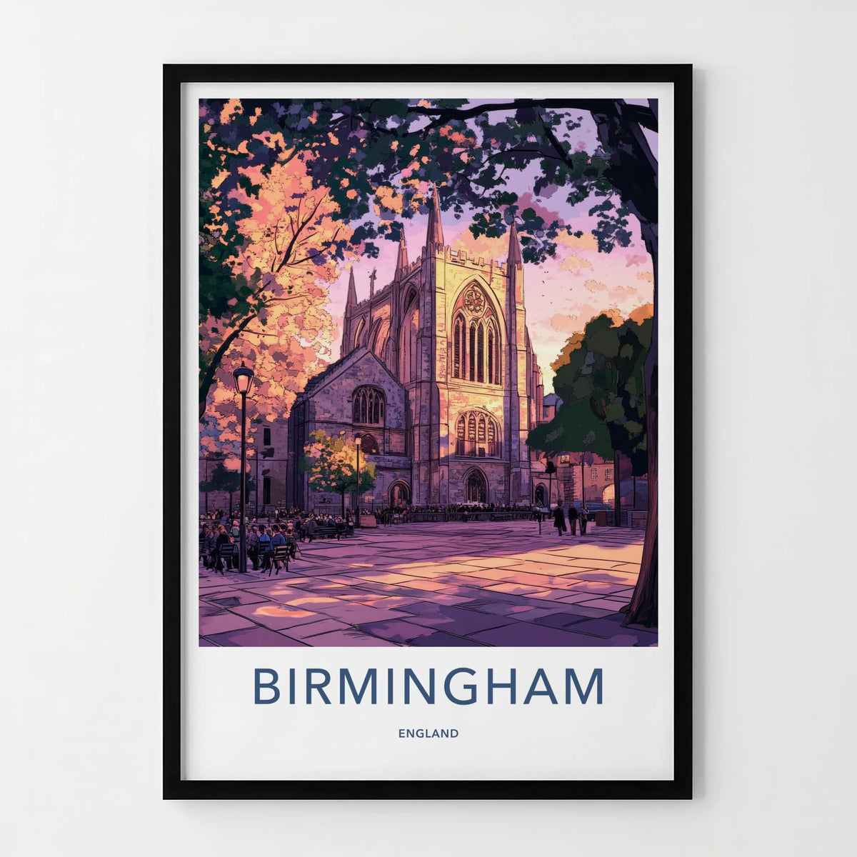 Birmingham Poster - England Travel Art - Gothic Church Square Home Decor