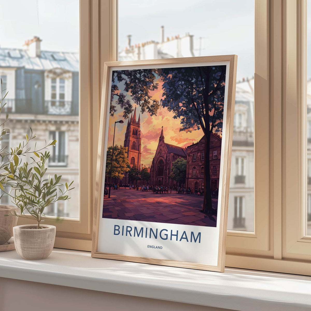 Birmingham Poster - England Travel Art - Historic City Square Home Decor