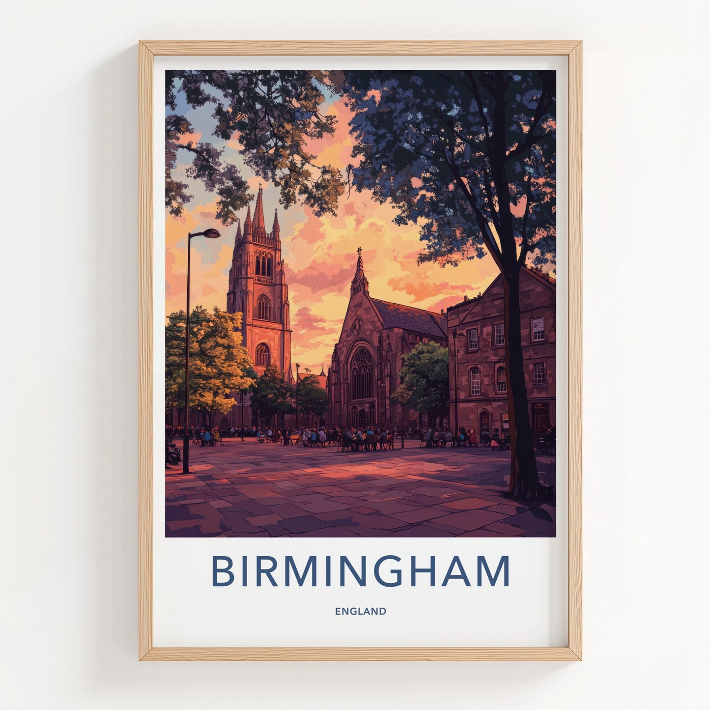 Birmingham Poster - England Travel Art - Historic City Square Home Decor