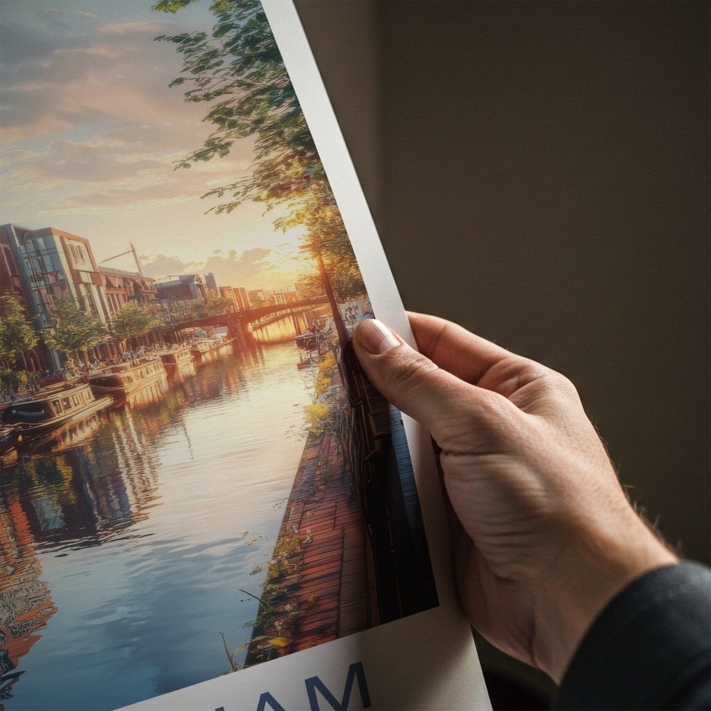 Birmingham Poster - England Travel Art - Urban Canal Sunset Home Decor