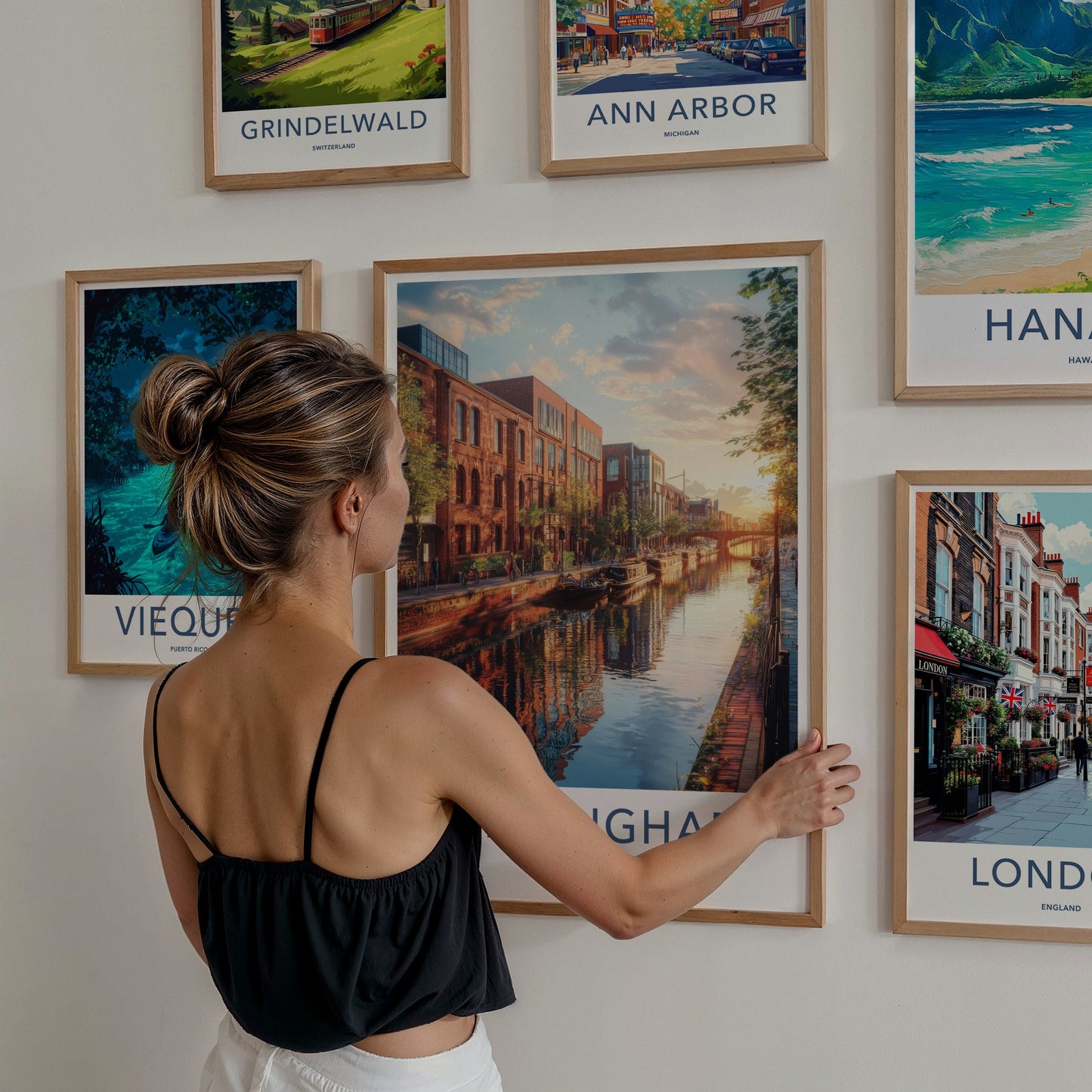 Birmingham Poster - England Travel Art - Urban Canal Sunset Home Decor