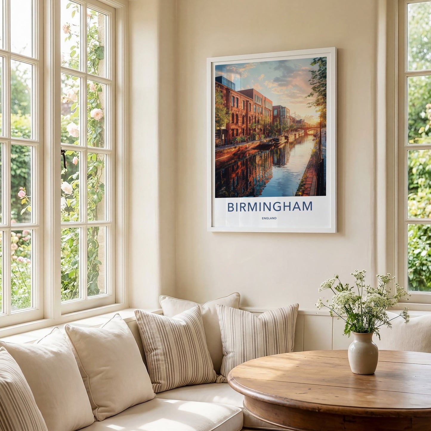 Birmingham Poster - England Travel Art - Urban Canal Sunset Home Decor