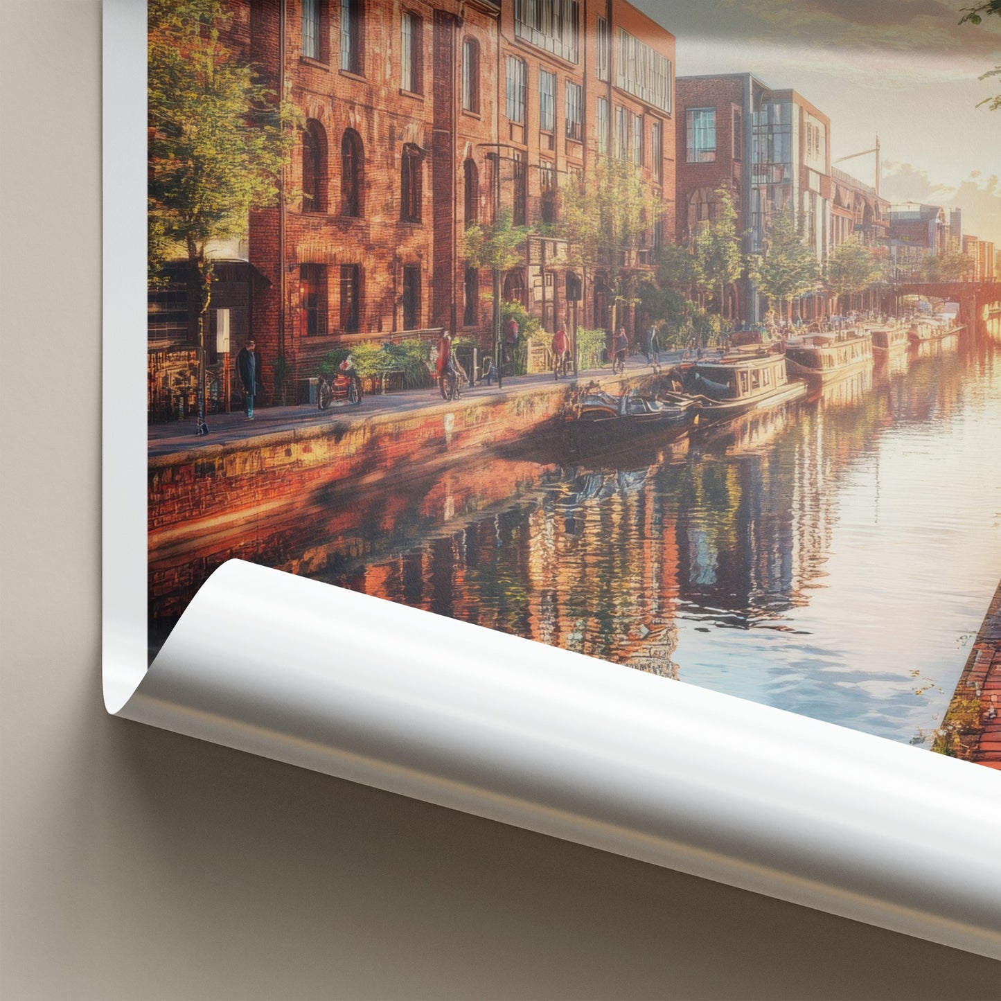 Birmingham Poster - England Travel Art - Urban Canal Sunset Home Decor