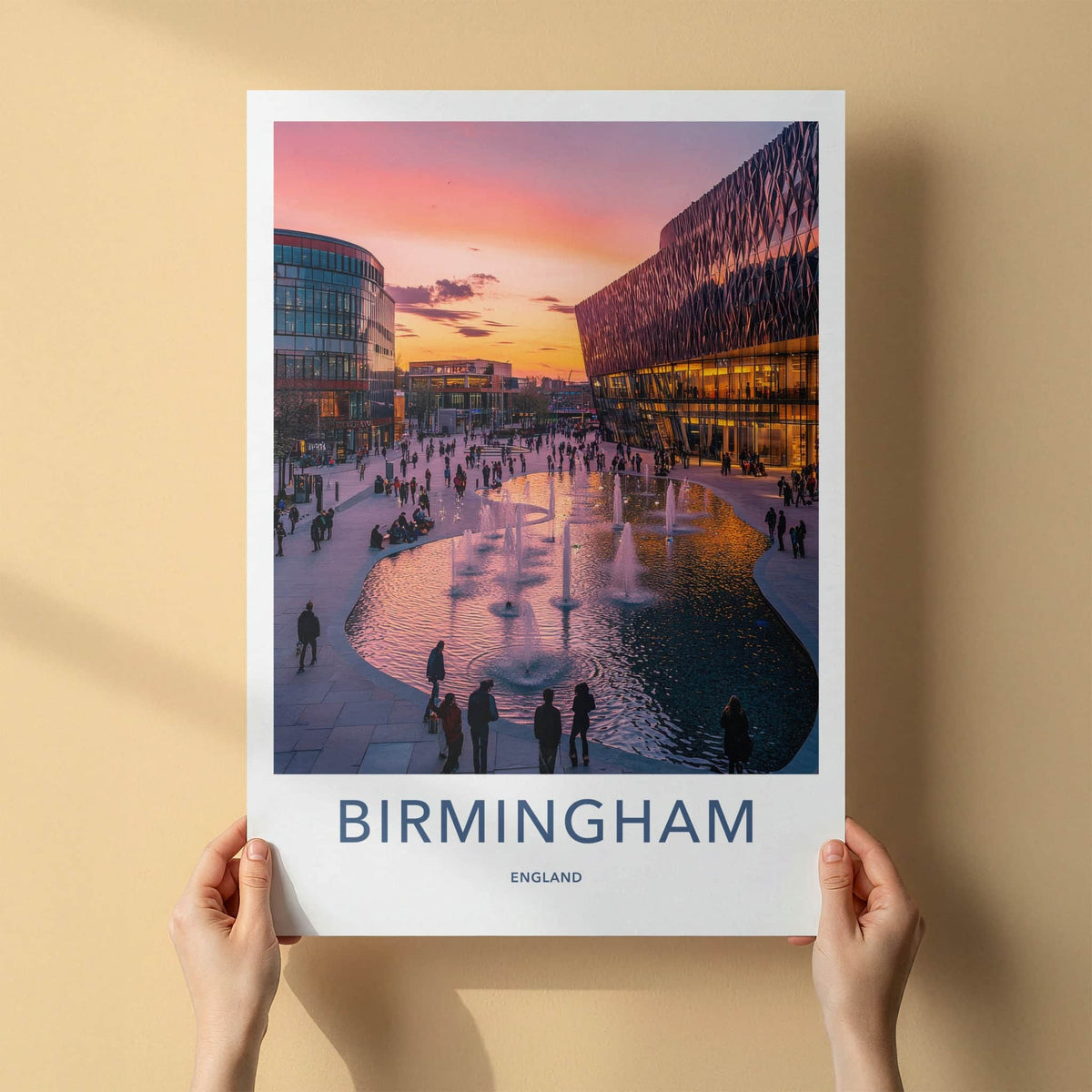 Birmingham Poster - England Travel Print - Vibrant City Sunset Home Decor
