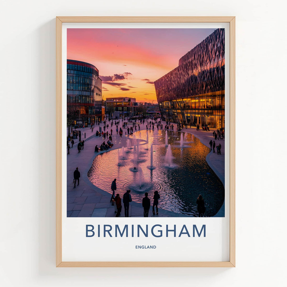 Birmingham Poster - England Travel Print - Vibrant City Sunset Home Decor