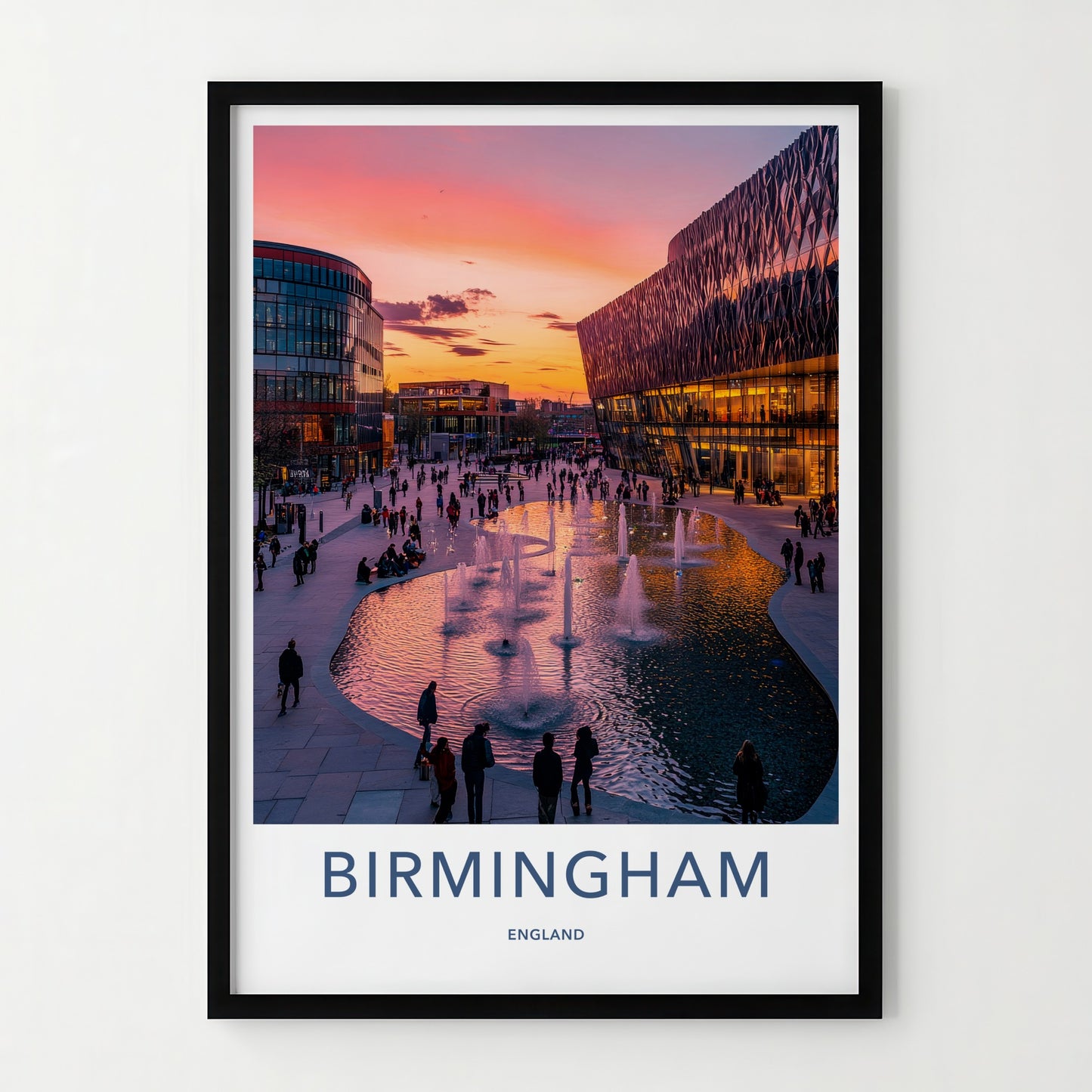 Birmingham Poster - England Travel Print - Vibrant City Sunset Home Decor