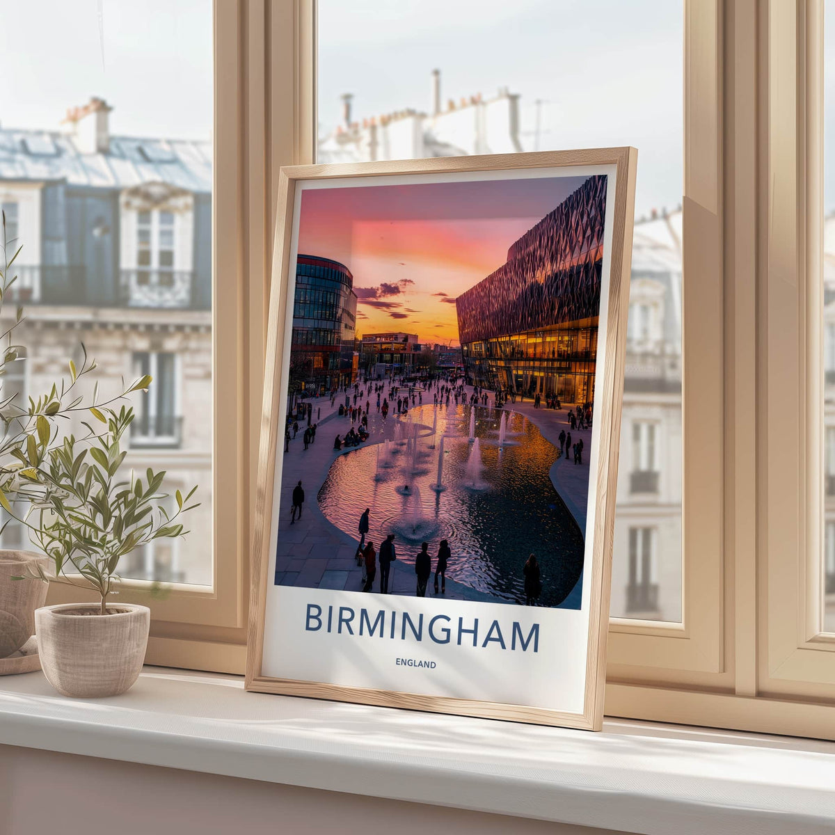 Birmingham Poster - England Travel Print - Vibrant City Sunset Home Decor