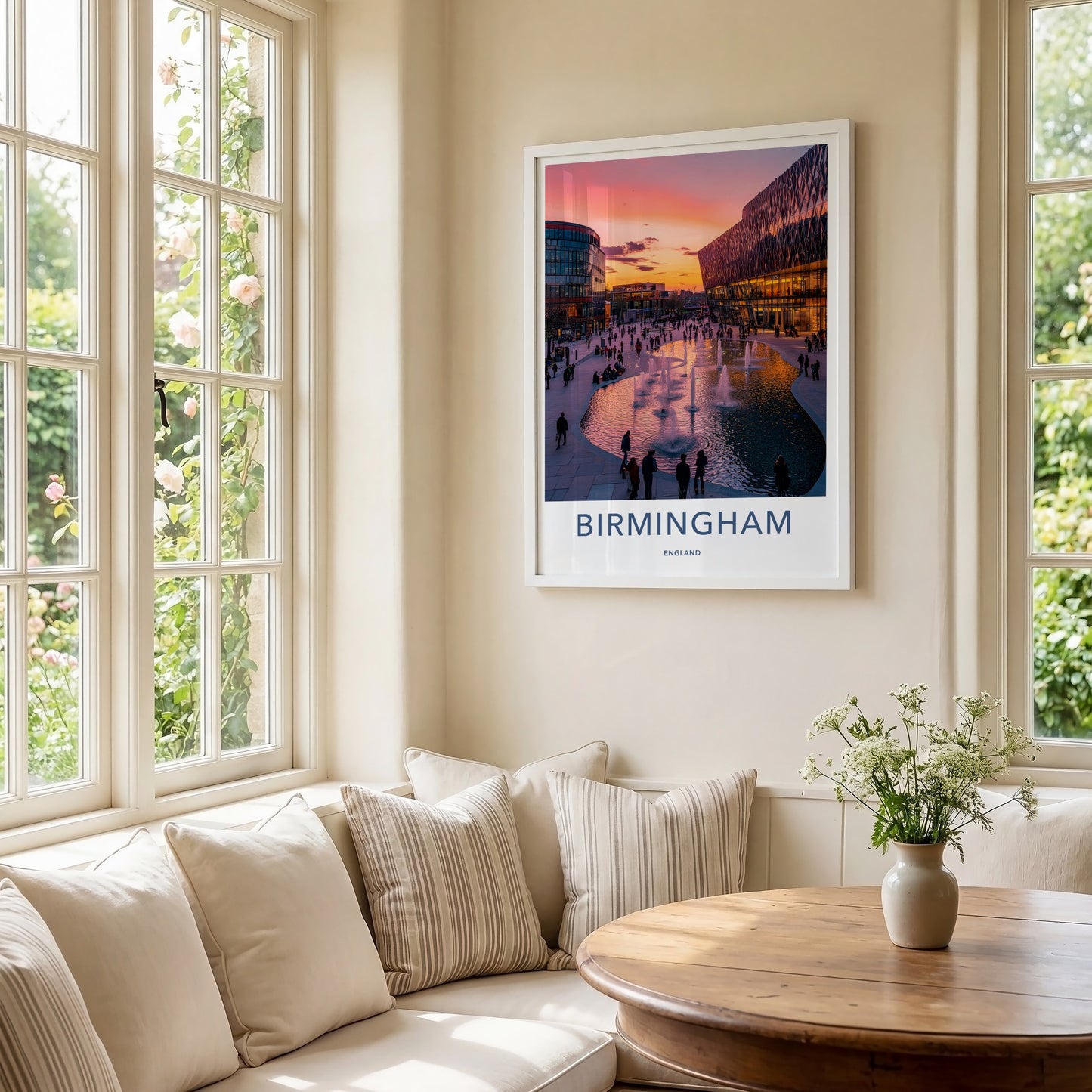Birmingham Poster - England Travel Print - Vibrant City Sunset Home Decor
