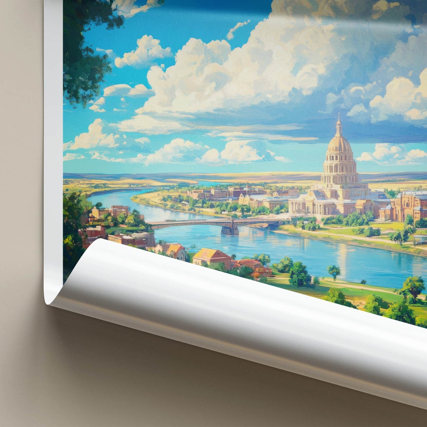 Bismarck Poster - North Dakota Wall Art - Cloudy Capitol Panorama Home Decor