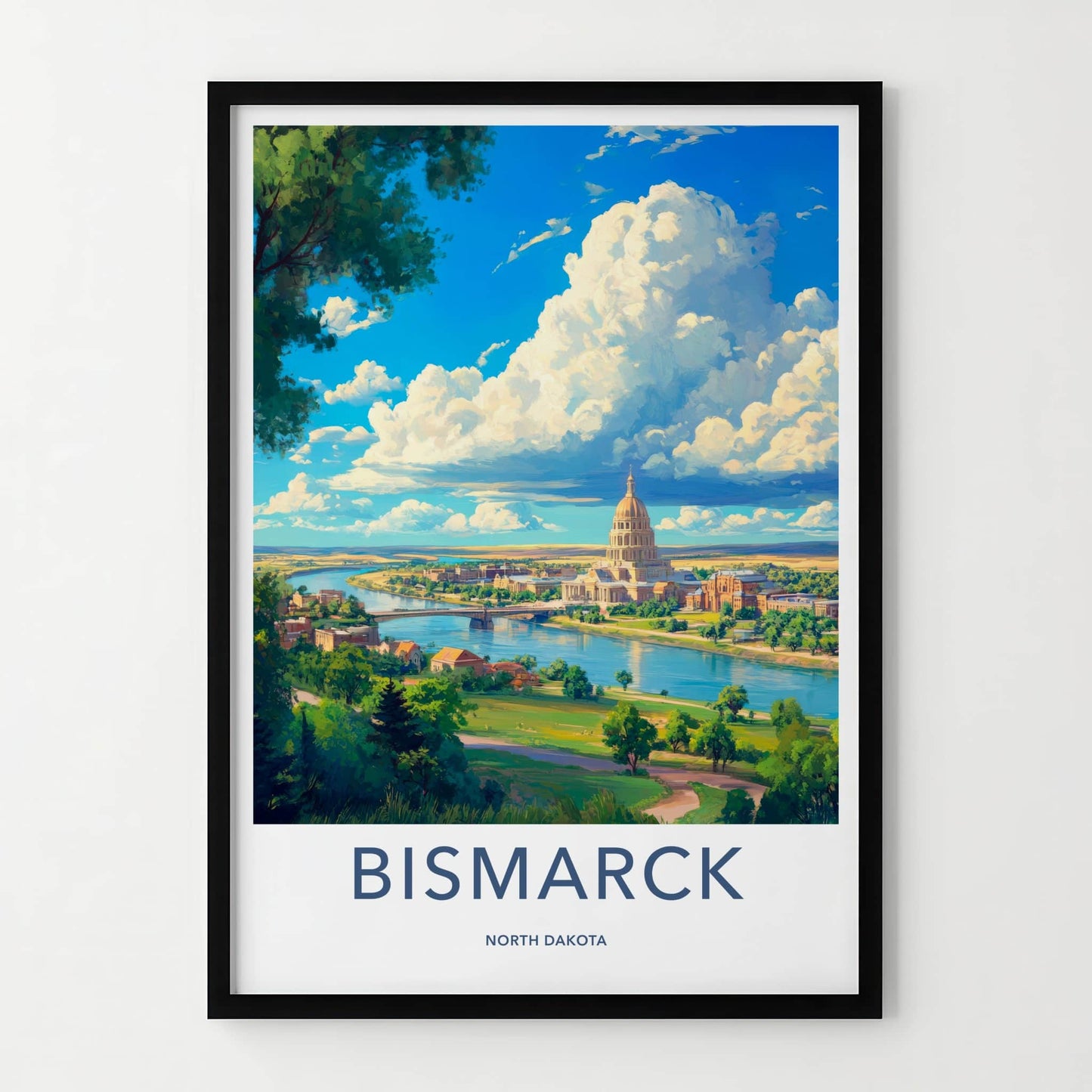 Bismarck Poster - North Dakota Wall Art - Cloudy Capitol Panorama Home Decor