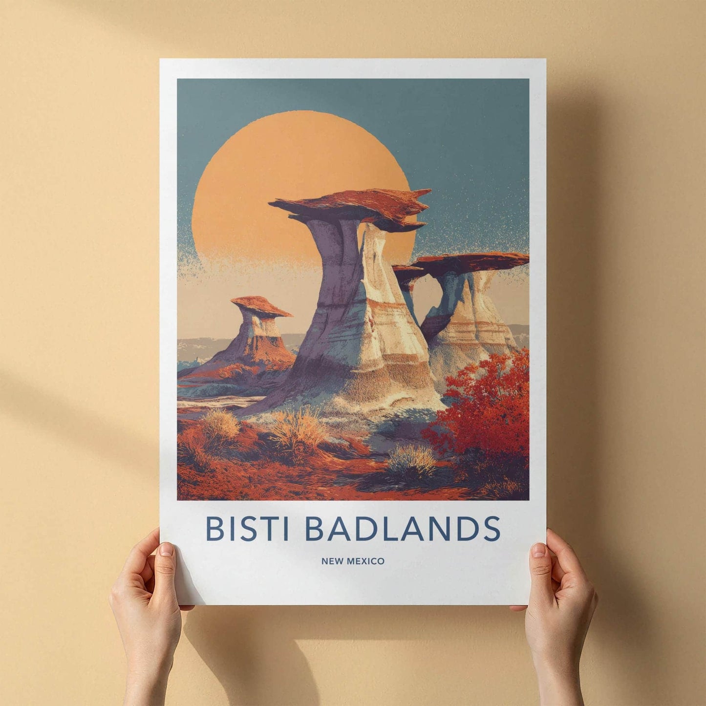 Bisti Badlands Poster - New Mexico Scenic Art - Hoodoos Desert Horizon Wall Decor