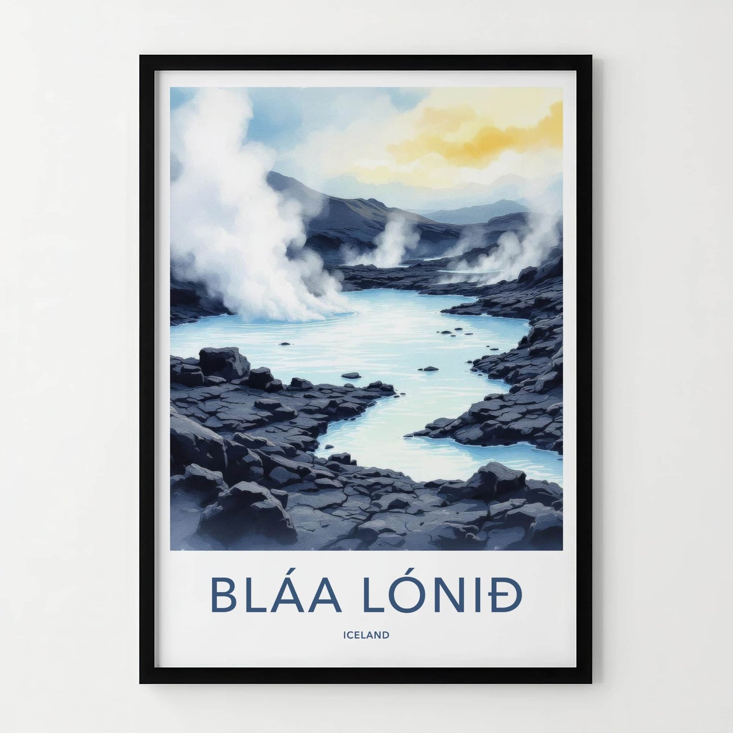 Blaa Lonid Poster - Iceland Wall Art - Steaming Blue Waters Home Decor