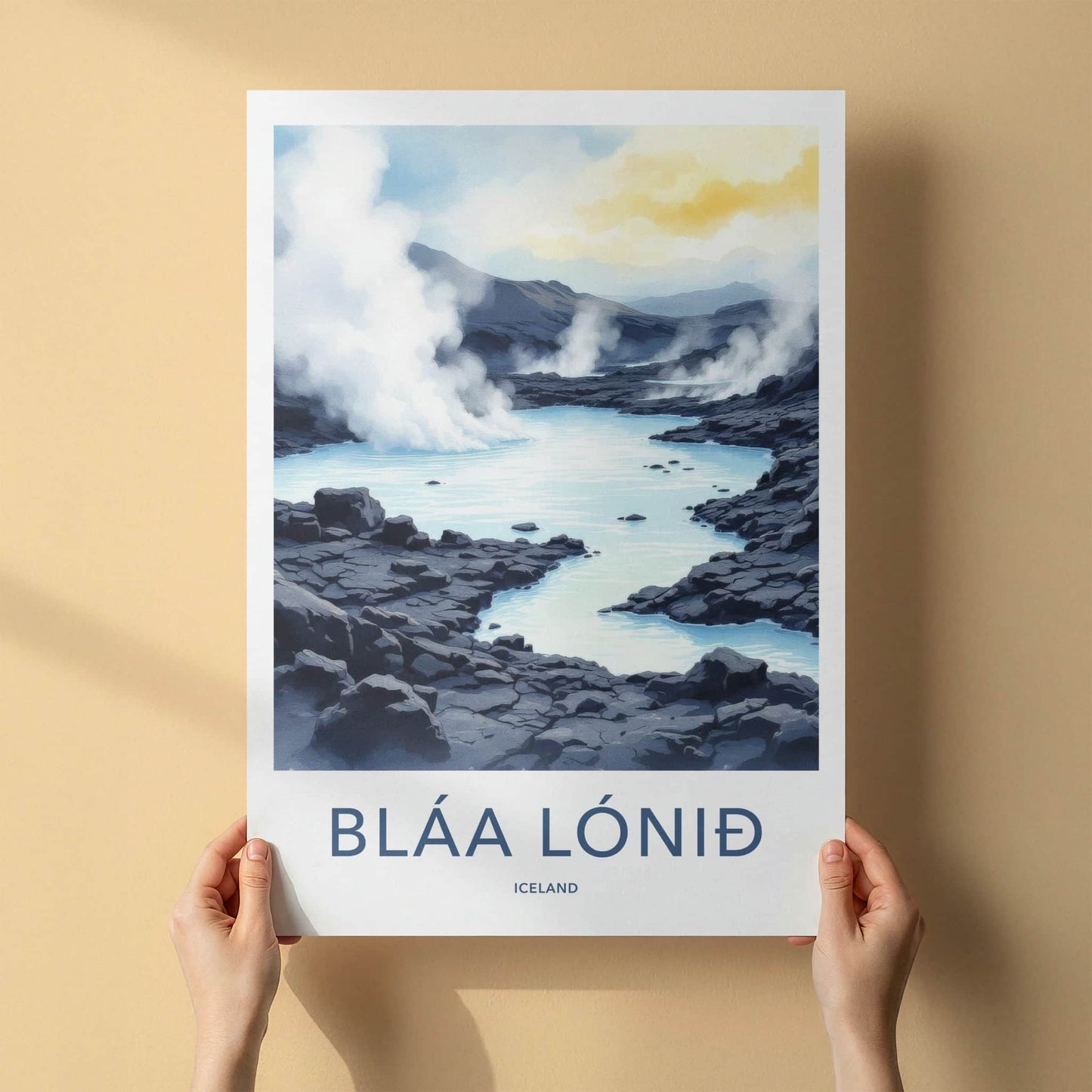 Blaa Lonid Poster - Iceland Wall Art - Steaming Blue Waters Home Decor
