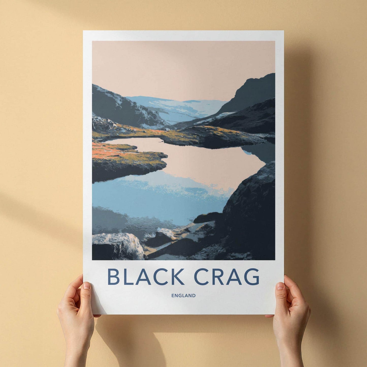 Black Crag Poster - England Scenic Art - Mountain lake reflection Home Decor
