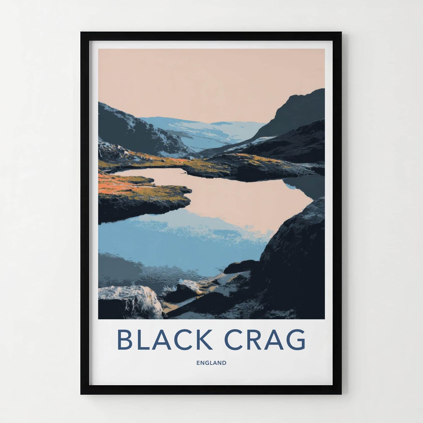 Black Crag Poster - England Scenic Art - Mountain lake reflection Home Decor